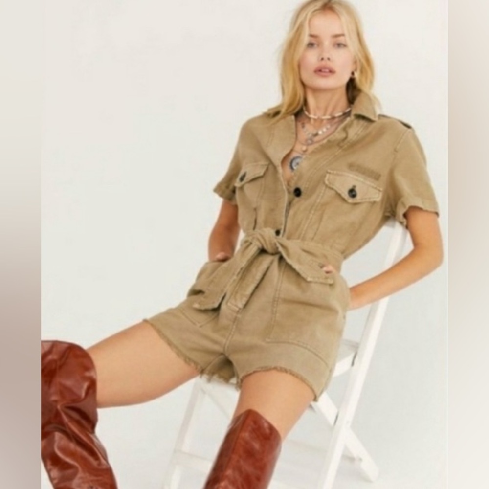 Free People Off the beaten path cargo romper size L